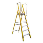 Escalera Plataforma con Baranda Fibra de Vidrio 6P / 150KG