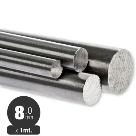 Barra Acero Plata 1mt x 8,0mm