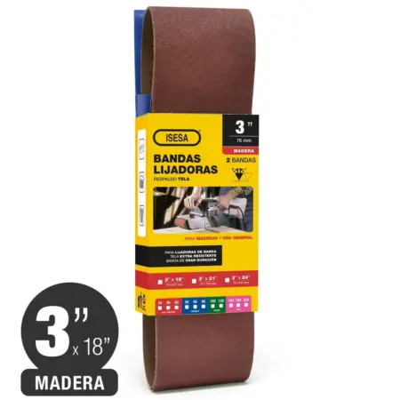 Pack 2 Banda Lija Madera – 3″ x 18″ #60