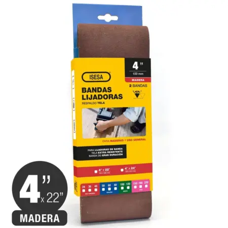 Pack 2 Banda Lija Madera – 4″ x 22″ #100