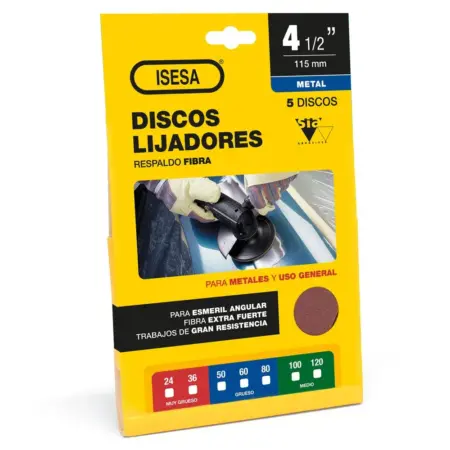 Pack 5 Discos Fibra 4.5” Grano 120 – Metal – Sialox