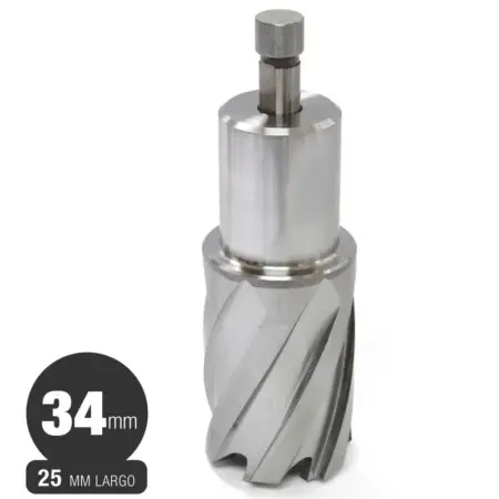 Fresa Anular HSS 34 mm - Serie Corta (25 mm) - Toma Weldon