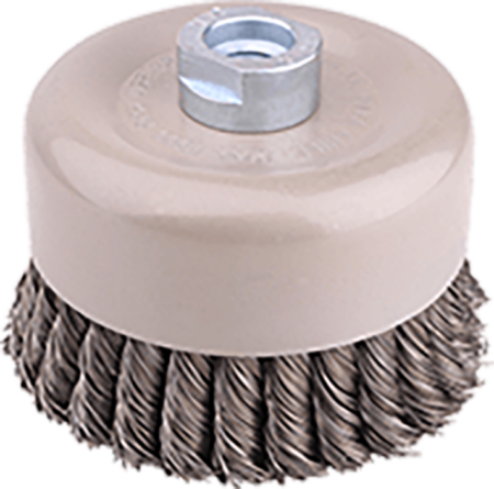 Grata Copa Recta Acero Inoxidable Trenzado 4'' - Calibre de 0,6 mm - Toma M14