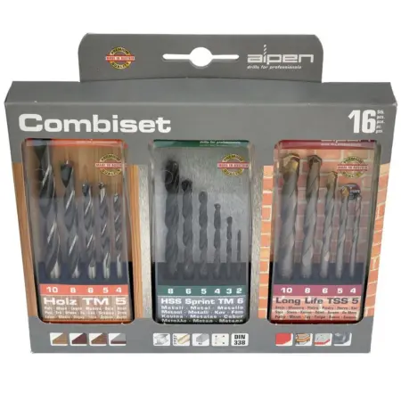 Set Brocas (16) Madera / Metal / Muro TM5 / TM6 / TSS5
