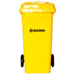 CONTENEDOR DE RESIDUOS PLASTICO CON RUEDAS AMARILLO 120 LTS.