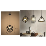 Lampara Colgante Oxagonal Vintage + 1 Ampolleta Vintage 6w